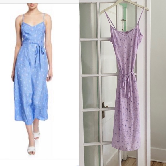 HVN Dresses & Skirts - HVN Josephine 💯 silk dress in lavender flamingo